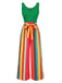 [Prévente] Combinaison en tricot à rayures verte des années 1950 avec ceinture