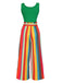 [Prévente] Combinaison en tricot à rayures verte des années 1950 avec ceinture