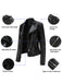 Veste en cuir à revers rouge solide des années 1980
