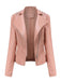 Veste en cuir à revers rouge solide des années 1980