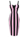 Robe crayon noire à bretelles à rayures verticales des années 1960