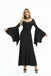 Robe sirène noire unie avec poignets chauve-souris des années 1930