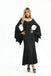 Robe sirène noire unie avec poignets chauve-souris des années 1930