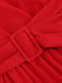 Robe plissée unie à col en V rouge des années 40