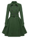 Manteau noir slim à revers couleur unie des années 1950