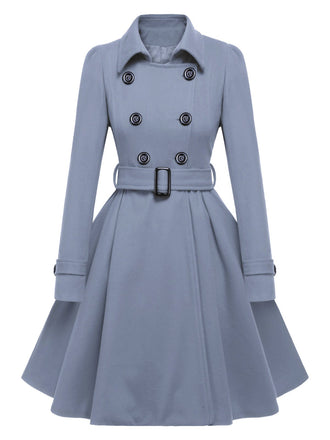 Manteau gris slim à revers couleur unie des années 1950