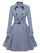 Manteau noir slim à revers couleur unie des années 1950