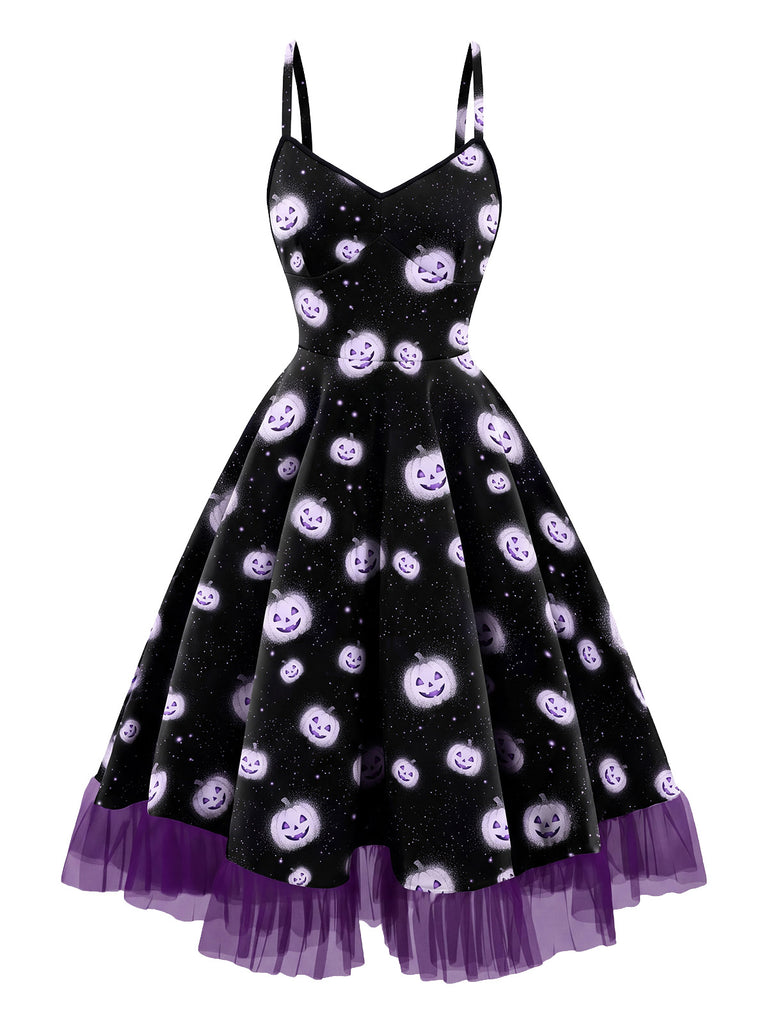Robe en dentelle verte fluo à rayures noires et blanches des années 1950