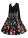 Robe trapèze de Noël à motif de cannes de bonbon des années 1950
