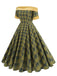 Robe à carreaux patchwork vintage à épaules dénudées des années 1950