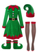 Robe verte de cosplay d'elfe de Noël des années 40