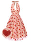 Robe en maille cœur rose à col licou des années 1950