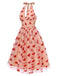 Robe en maille cœur rose à col licou des années 1950