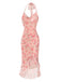 Robe sirène en maille de soie rose des années 1930