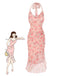 Robe sirène en maille de soie rose des années 1930