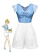 Combishort à volants Cendrillon bleue et blanche des années 40