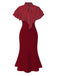 [Prévente] Robe sirène rose et noire à pois et col noué des années 1930