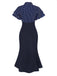Robe sirène noire à pois et col noué des années 1930