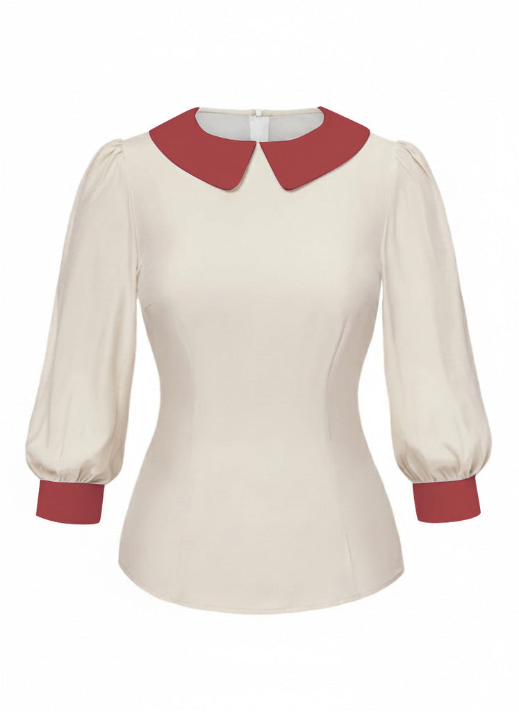 2PCS chemisier rose contrasté et robe grise des années 40