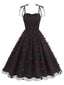 Robe à bretelles en patchwork de mailles à cœurs rouges des années 1950