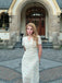 Robe beige à manches bouffantes et revers fleuris des années 1940