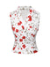 Haut à revers asymétrique à fleurs blanc des années 1930