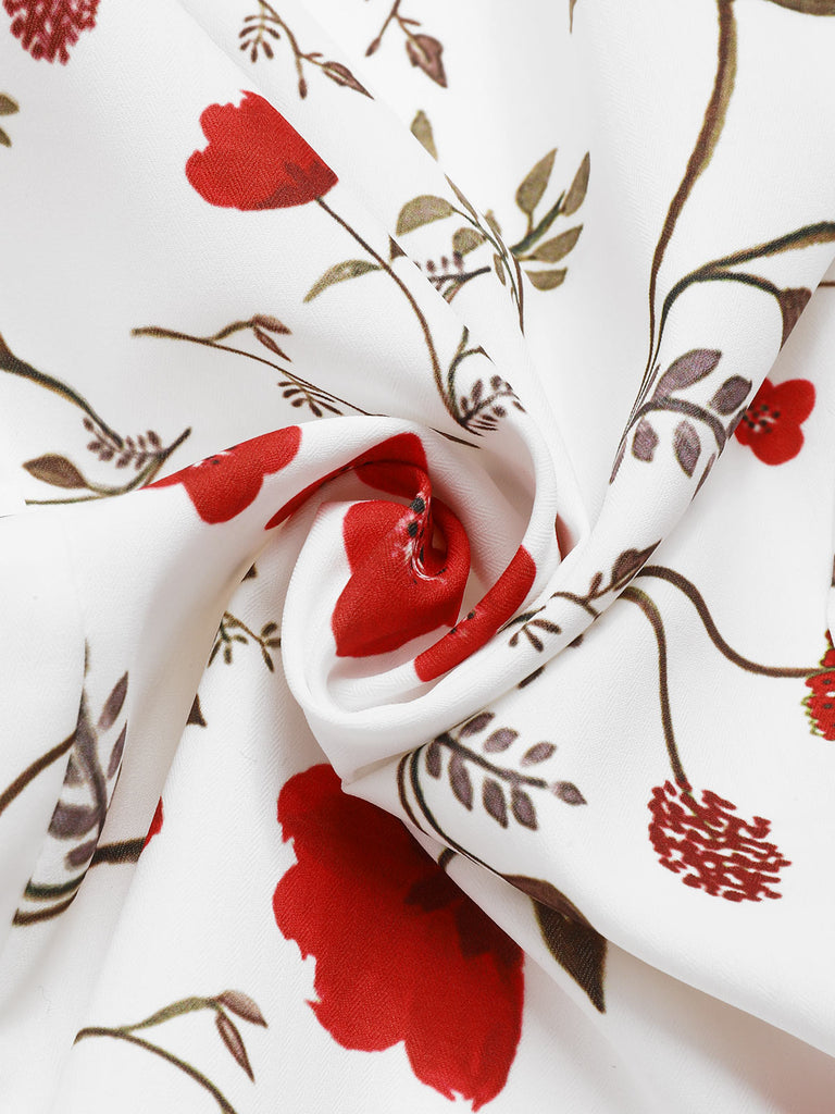 Haut à revers asymétrique à fleurs blanc des années 1930