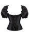Haut corset noire gothique à manches bouffantes années 1980
