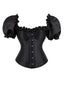 Haut corset noire gothique à manches bouffantes années 1980