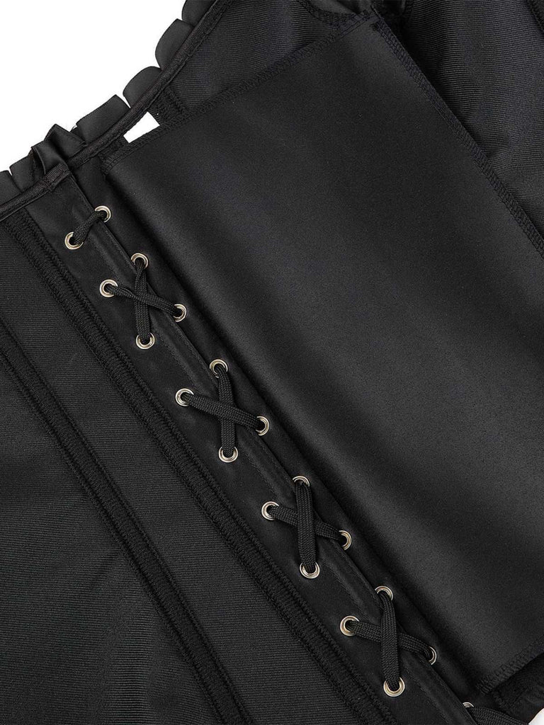 Haut corset noire gothique à manches bouffantes années 1980