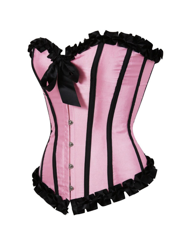 Corset patchwork plis creux avec nœud et reliures des années 1980