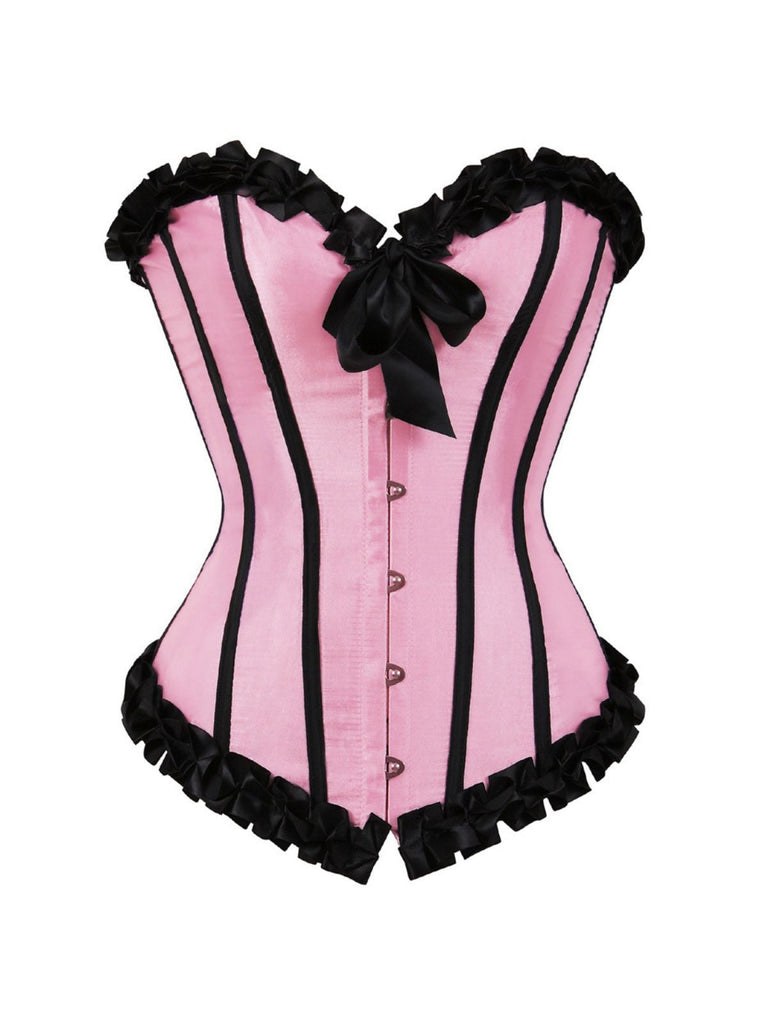 Corset patchwork plis creux avec nœud et reliures des années 1980