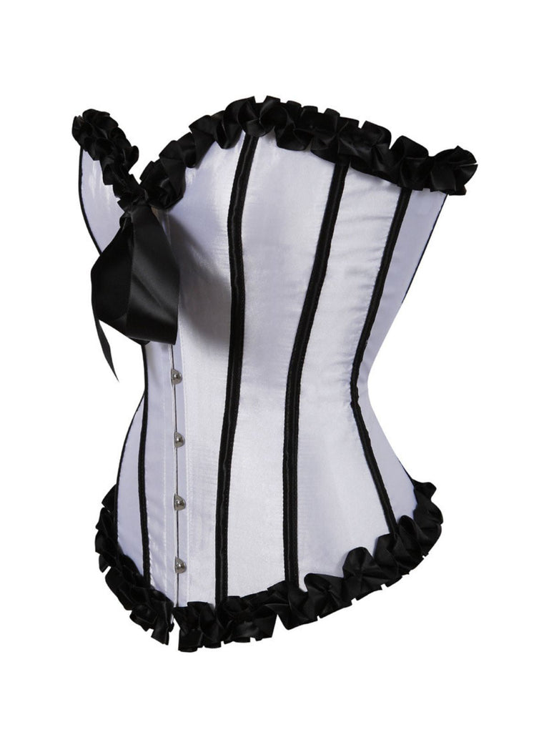 Corset patchwork plis creux avec nœud et reliures des années 1980