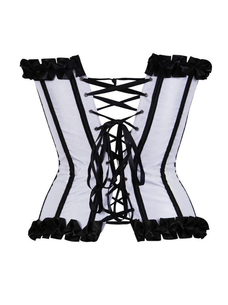 Corset patchwork plis creux avec nœud et reliures des années 1980