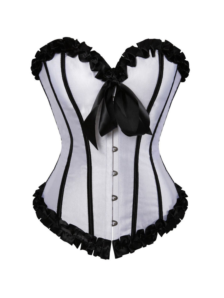 Corset patchwork plis creux avec nœud et reliures des années 1980