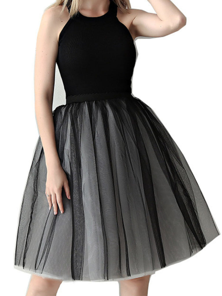 Jupon en maille avec ceinture en ruban dégradé des années 1950