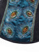 Corset bleu sarcelle brodé de motifs de plumes de paon années 1930