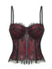 Haut corset gothique noir en dentelle à fines bretelles Années 1950 - 1