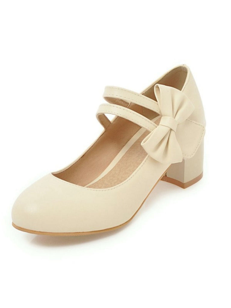 Chaussures vintage à bout rond et talon conique