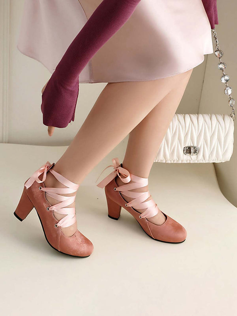 Escarpins vintage Mary Jane à talons épais et ruban
