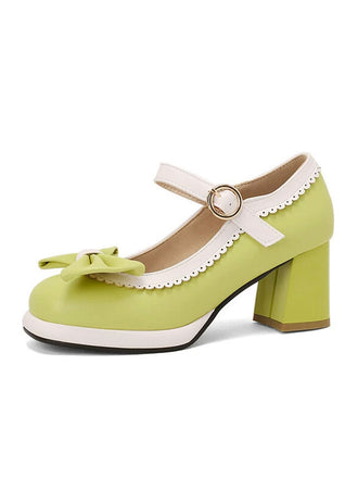 Chaussures à talons hauts Mary Jane vintage nœud contrasté
