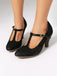 Talons hauts vintage en dentelle patchwork avec bride en T et boucle