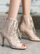 Sandales à talons hauts et bout ouvert patchwork de maille
