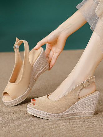 Sandales compensées à bout ouvert vintage