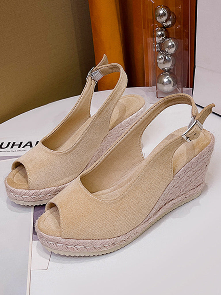 Sandales compensées à bout ouvert vintage