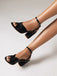 Sandales à talons épais en tricot pailleté vintage avec boucle