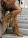 Bottes à talons hauts épais et pompons vintage