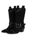 Bottes à talons épais et bout golf clouté en flanelle
