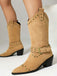 Bottes à talons épais et bout golf clouté en flanelle