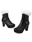 Bottes à talons hauts vintage en fausse fourrure avec boucle